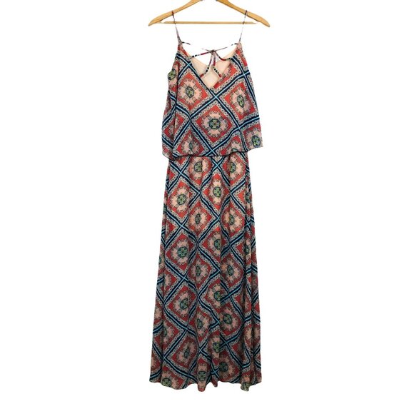 Charlotte Russe Women’s Maxi Dress Size Small Scarf Print Strappy Hippie Boho - Picture 2 of 12
